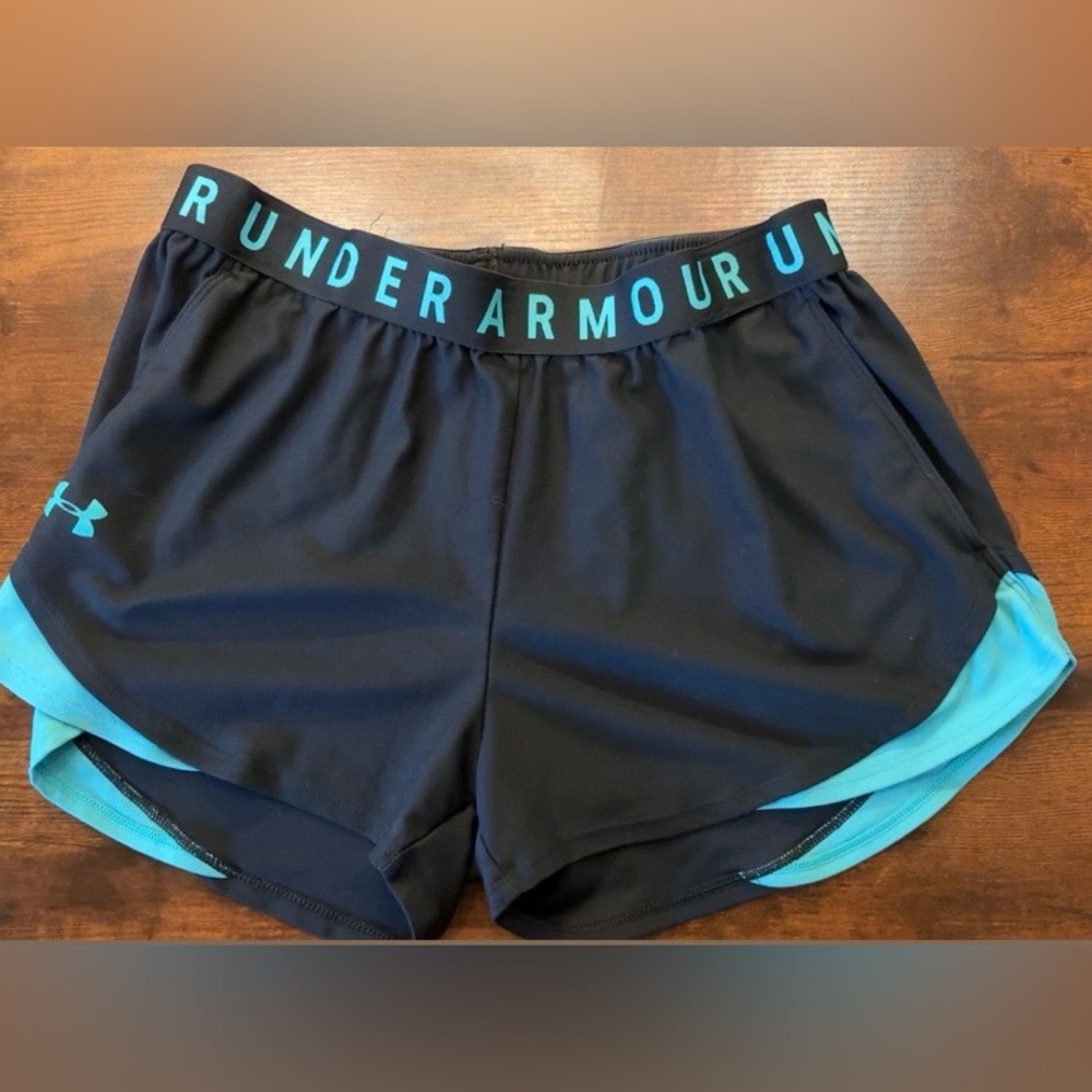 LG Black Athletic Shorts with Teal Trim